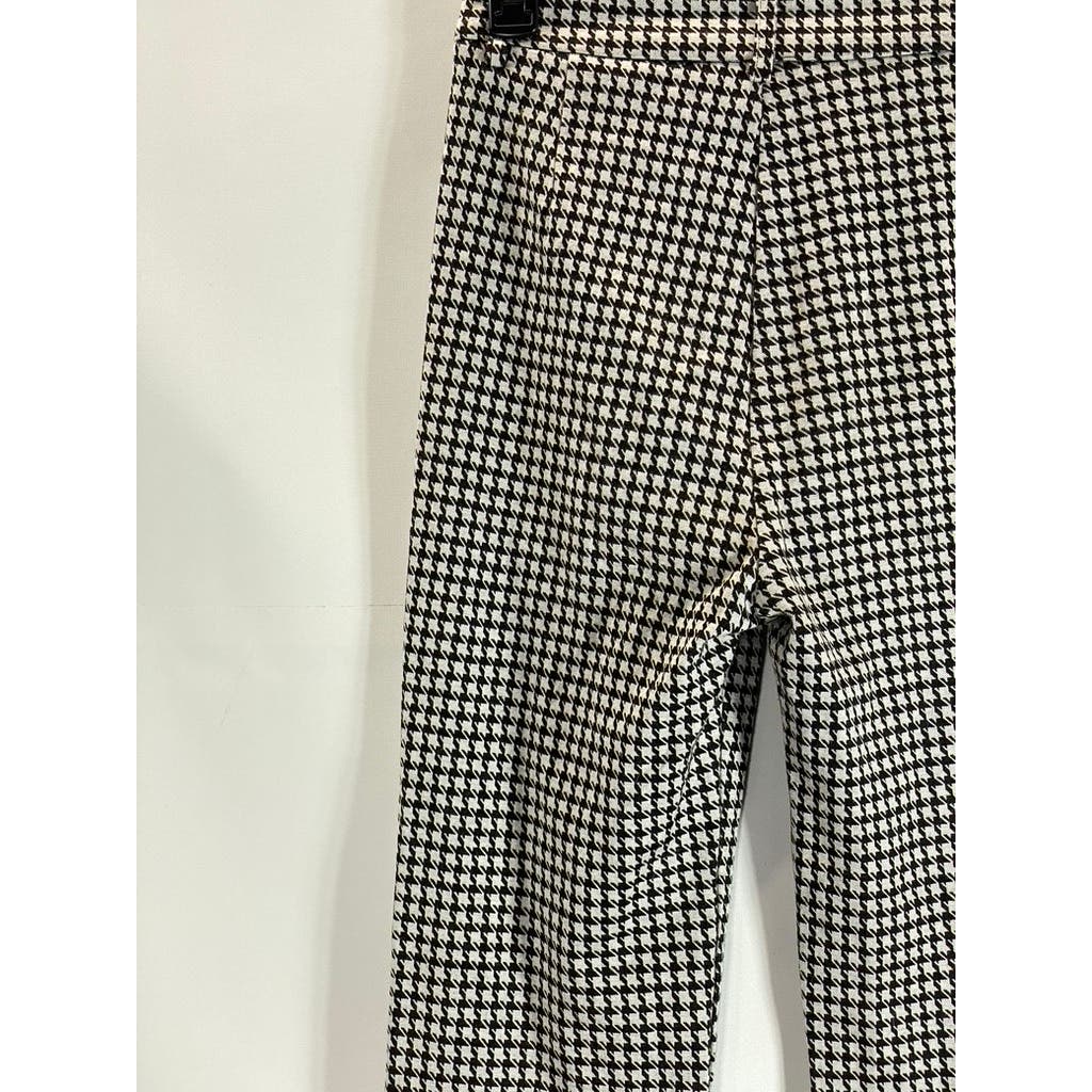 CIDER Women's Black/White Lady Houndstooth Mid-Rise Wide-Leg Pants SZ S(US4)