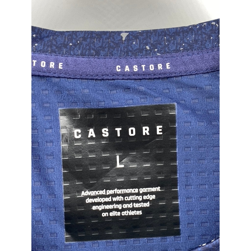 CASTORE Men’s Navy Blue Printed Proteous Long Sleeve Crewneck T-Shirt SZ L