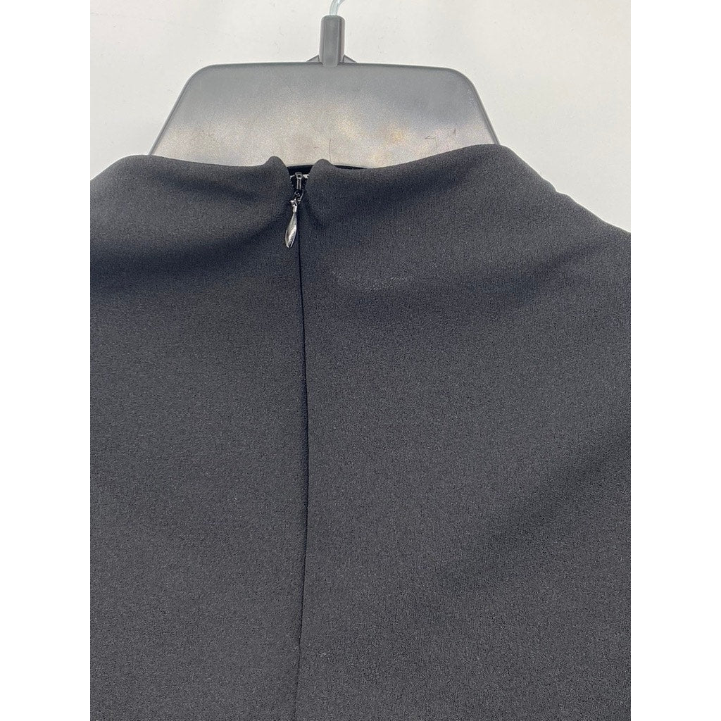 ZARA Women's Black Ruched Sleeveless High-Neck Top SZ S