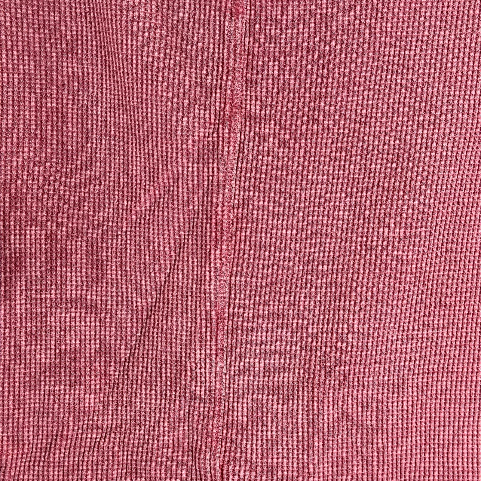 SUNDANCE Women's Washed Pink Oversized Scoop-Neck Sleeve Waffle-Knit Top SZ S