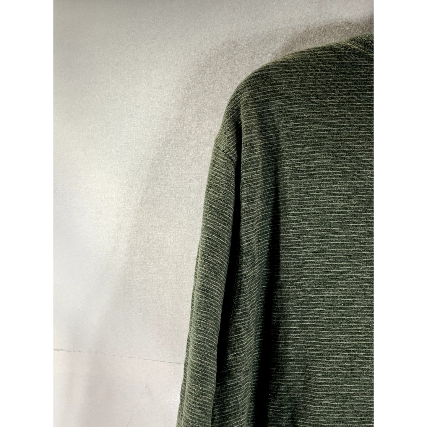 LANDS' END Men's Green Striped Crewneck Long Sleeve T-Shirt SZ XL