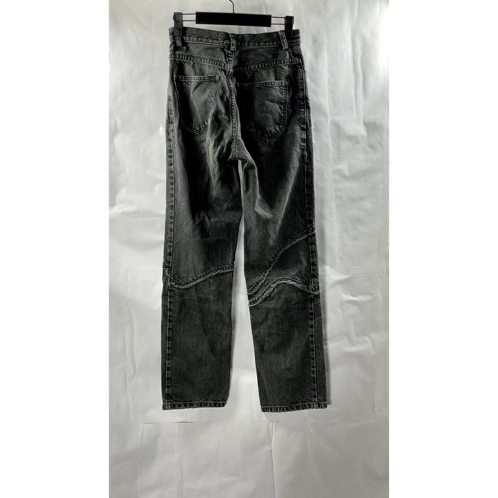 RACHEL COMEY Women's Washed Black Distressed High-Rise Denim Cropped Jeans SZ 0
