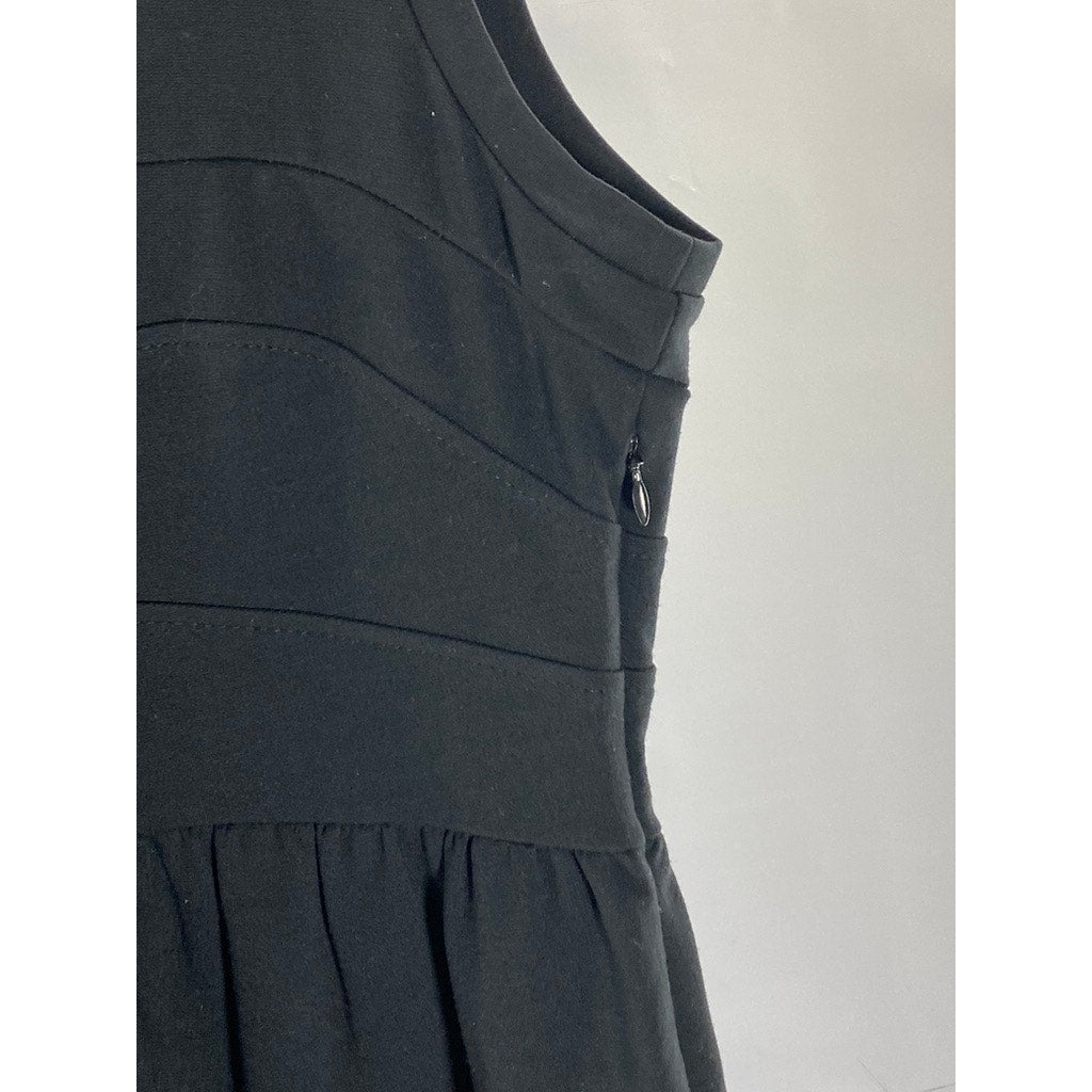 THEORY Women's Black Solid Crewneck Sleeveless Sheath Mini Dress SZ 8