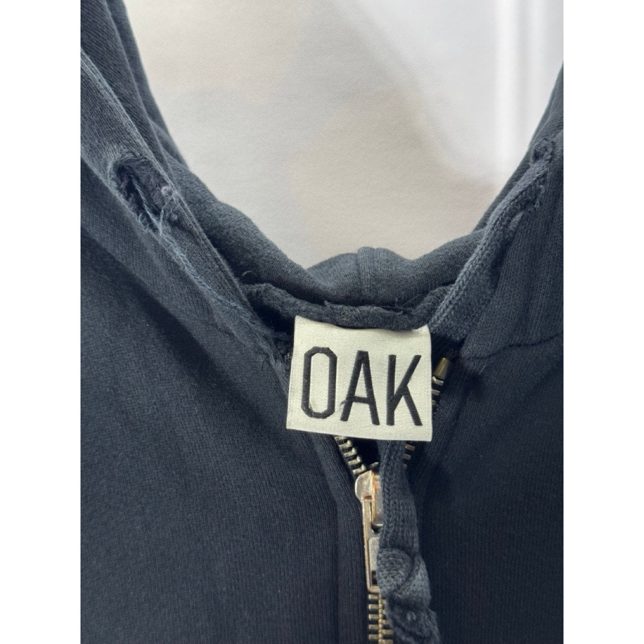 OAK Women's Black Solid Long Heavyweight Long Sleeve Zip-Up Cotton Hoodie SZ XL