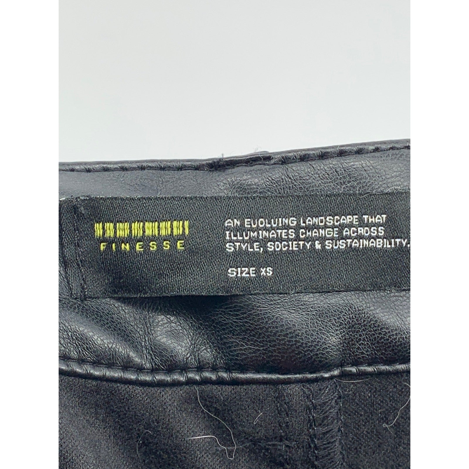 FINESSE Women’s Black Faux-Leather Solid High-Rise Straight-Leg Pant SZ XS