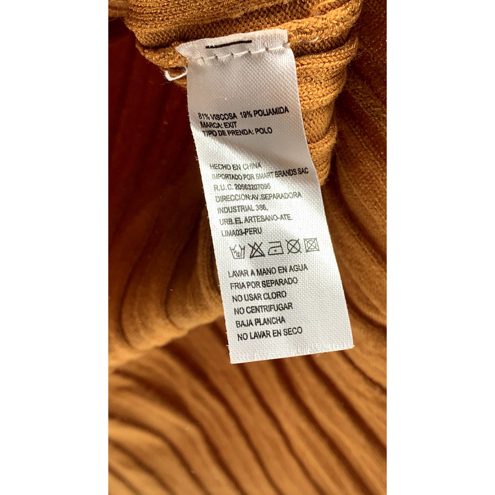 EXIT Urban & Vintage Women's Burnt Orange Ribbed Crewneck Long Sleeve Top SZ M
