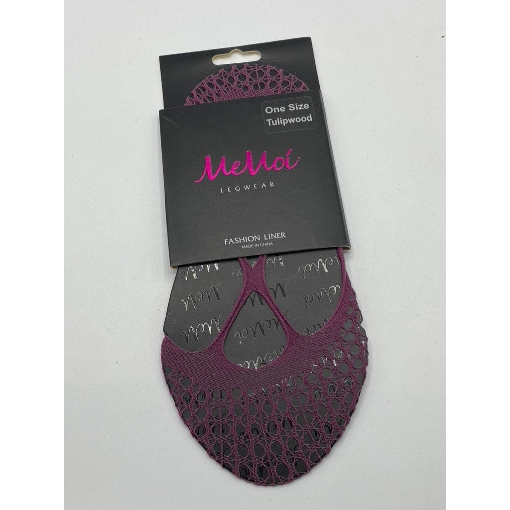 MEMOI Women's Tulipwood Purple Mesh Cross Stranded Net Liner Socks SZ OS