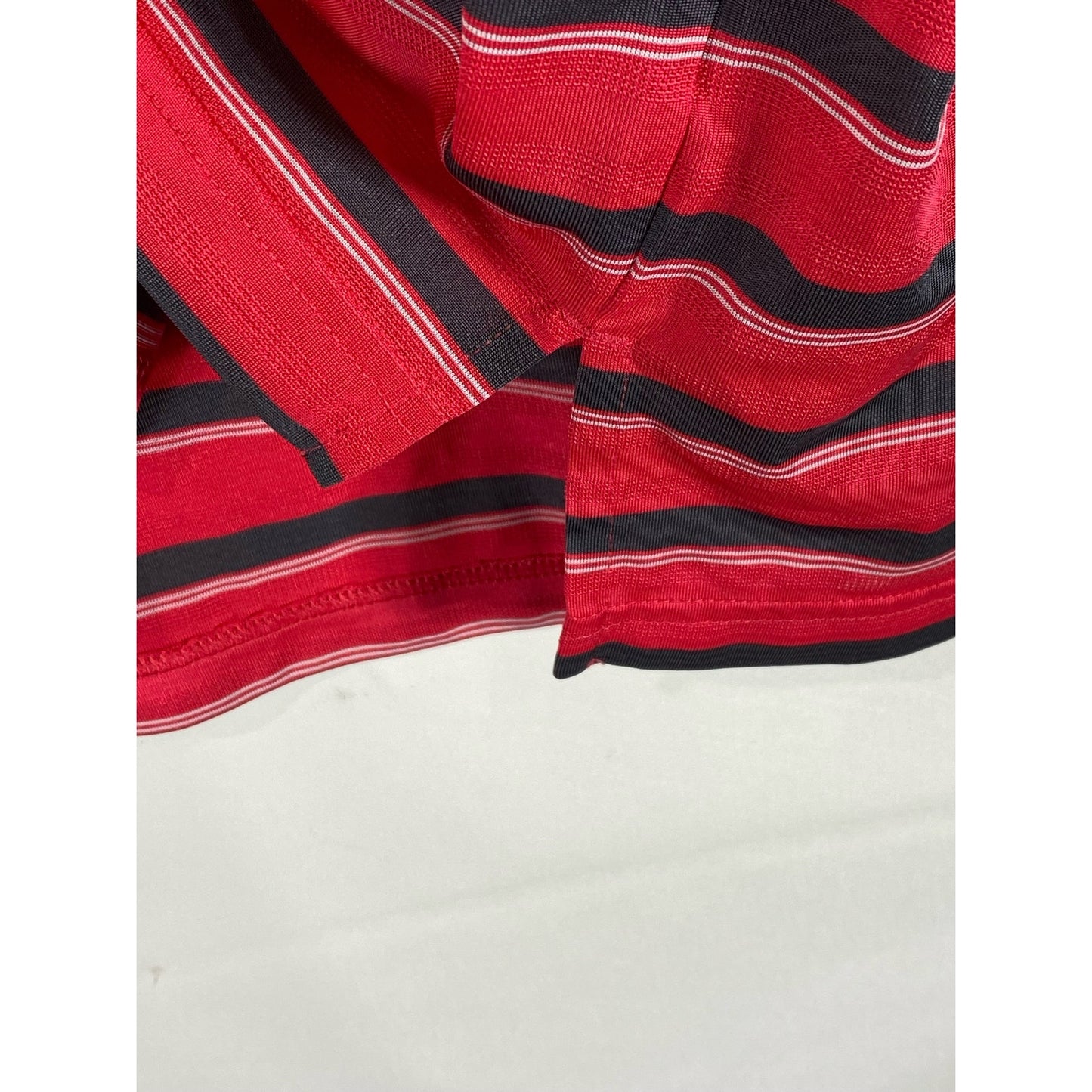 ADIDAS Men's Red Striped Climalite Regular-Fit Short Sleeve Polo SZ L