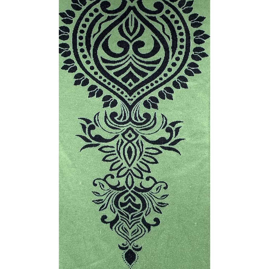 UNBRANDED Women's Green-Black Printed Crewneck Short Sleeve Top SZ M