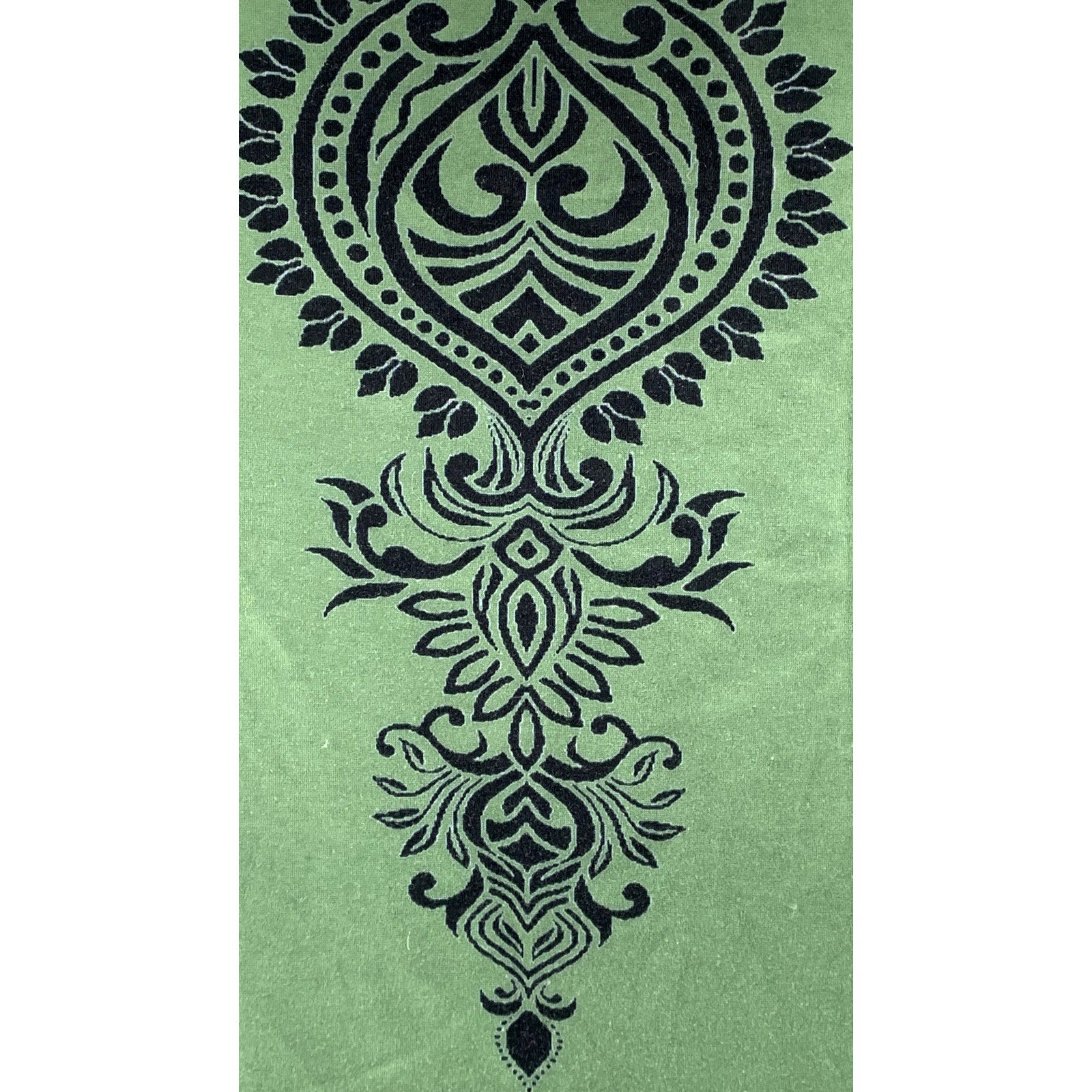 UNBRANDED Women's Green-Black Printed Crewneck Short Sleeve Top SZ M
