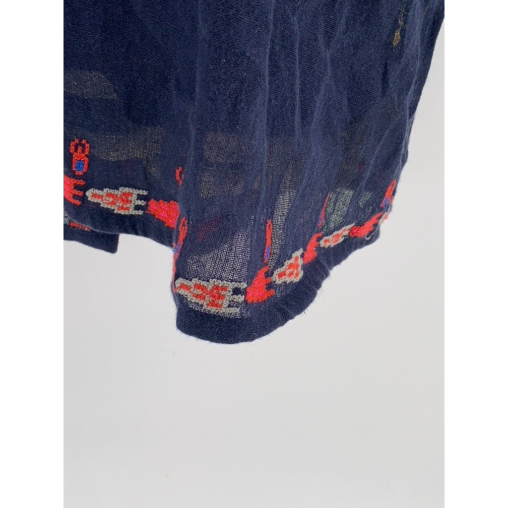 FLOREAT Women's Navy Embroidered Wool-Blend Short Sleeve Dress SZ 4