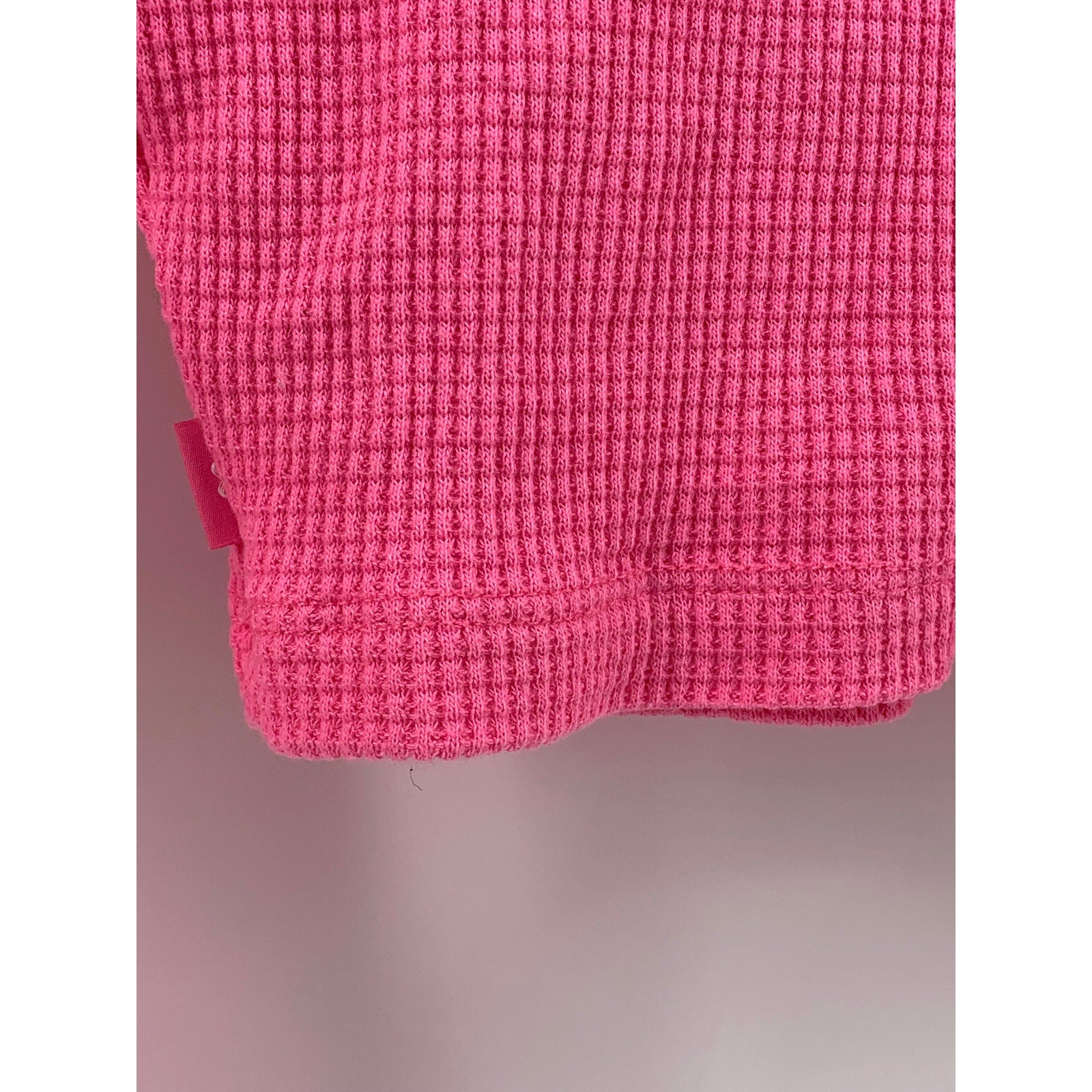 TNA Women's Pink Waffle-Knit Crewneck Long Sleeve Casual Cropped Top SZ S