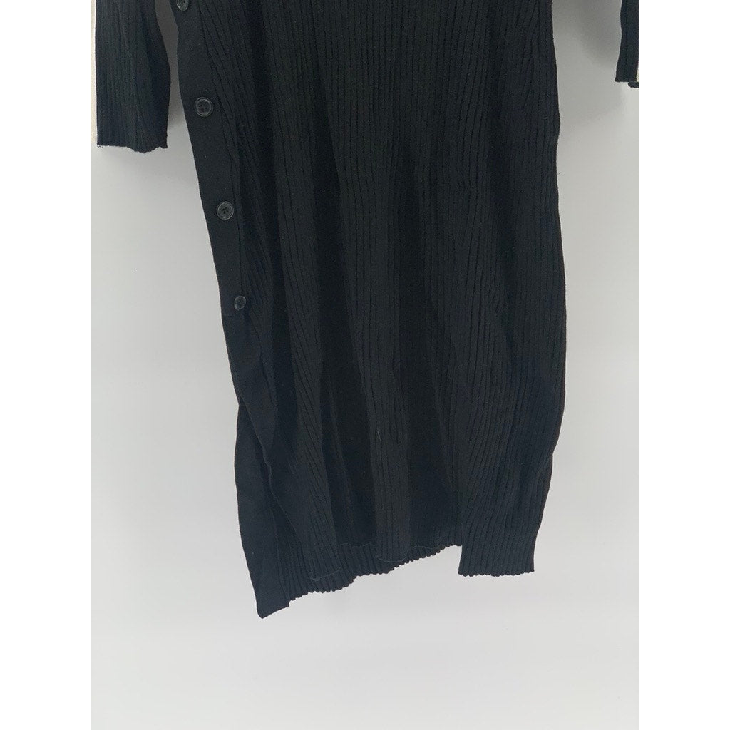 FUTURE COLLECTIVE KHALANA BARFIELD BROWN Women's Black-Cream Ribbed Dress SZ L