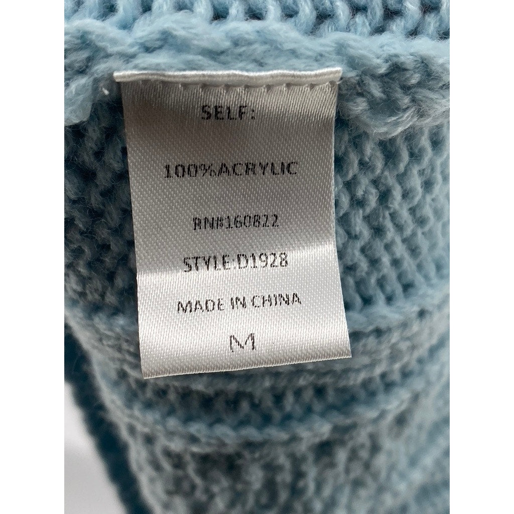 DOLLSKILL Women’s Blue Crochet Knit 3D Bear Head Scoop-Neck Mini Dress SZ M