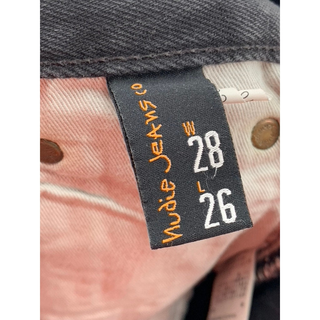 NUDIE JEANS CO Men's Black Denim Tapered Jeans SZ 28X26