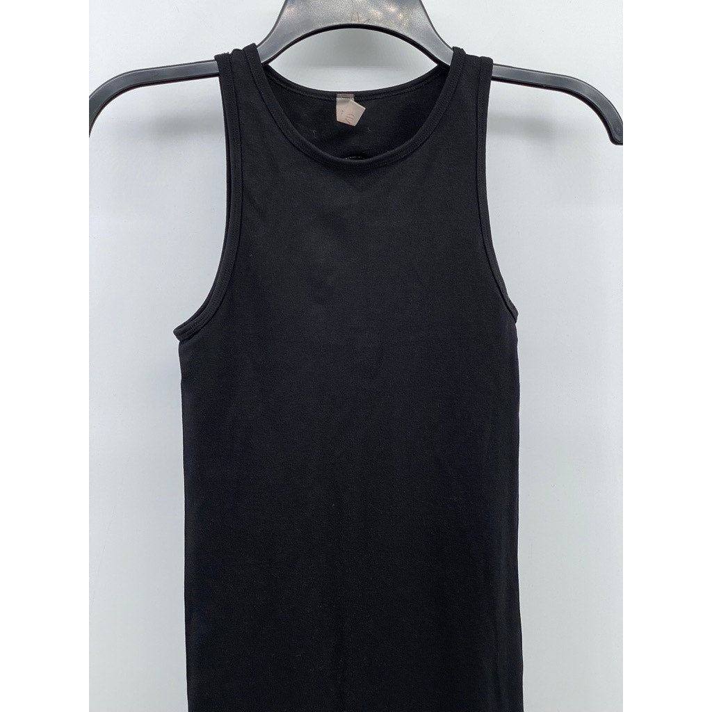 AWND Women's Black Crewneck Rib Cutout Sleeveless Bodycon Midi Dress SZ S