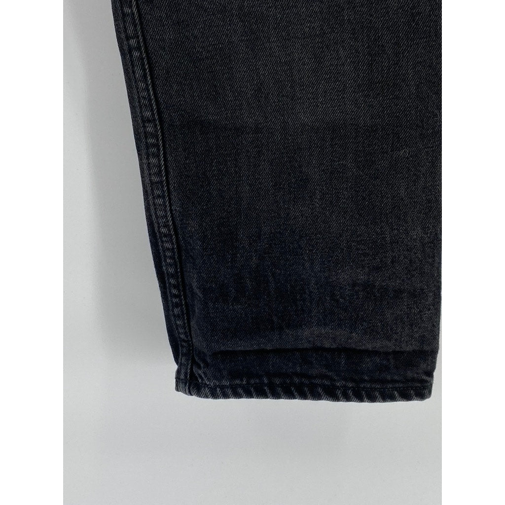 COS Women's Washed Black Distressed Denim Slim-Fit Mid-Rise Cropped Jeans SZ 28