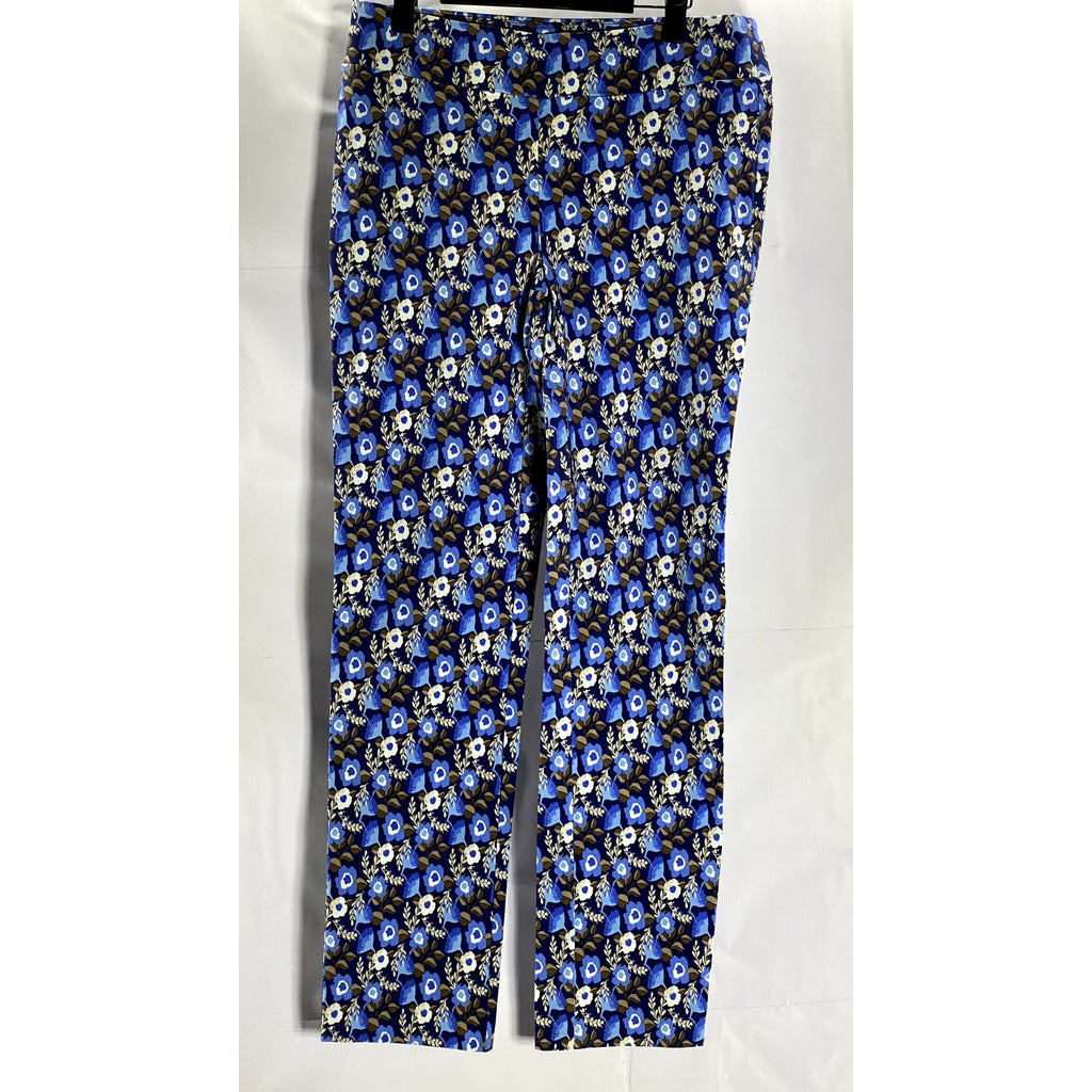 J. MCLAUGHLIN Women's Blue/Brown Printed Masie Pull-On Ankle Pant SZ 8