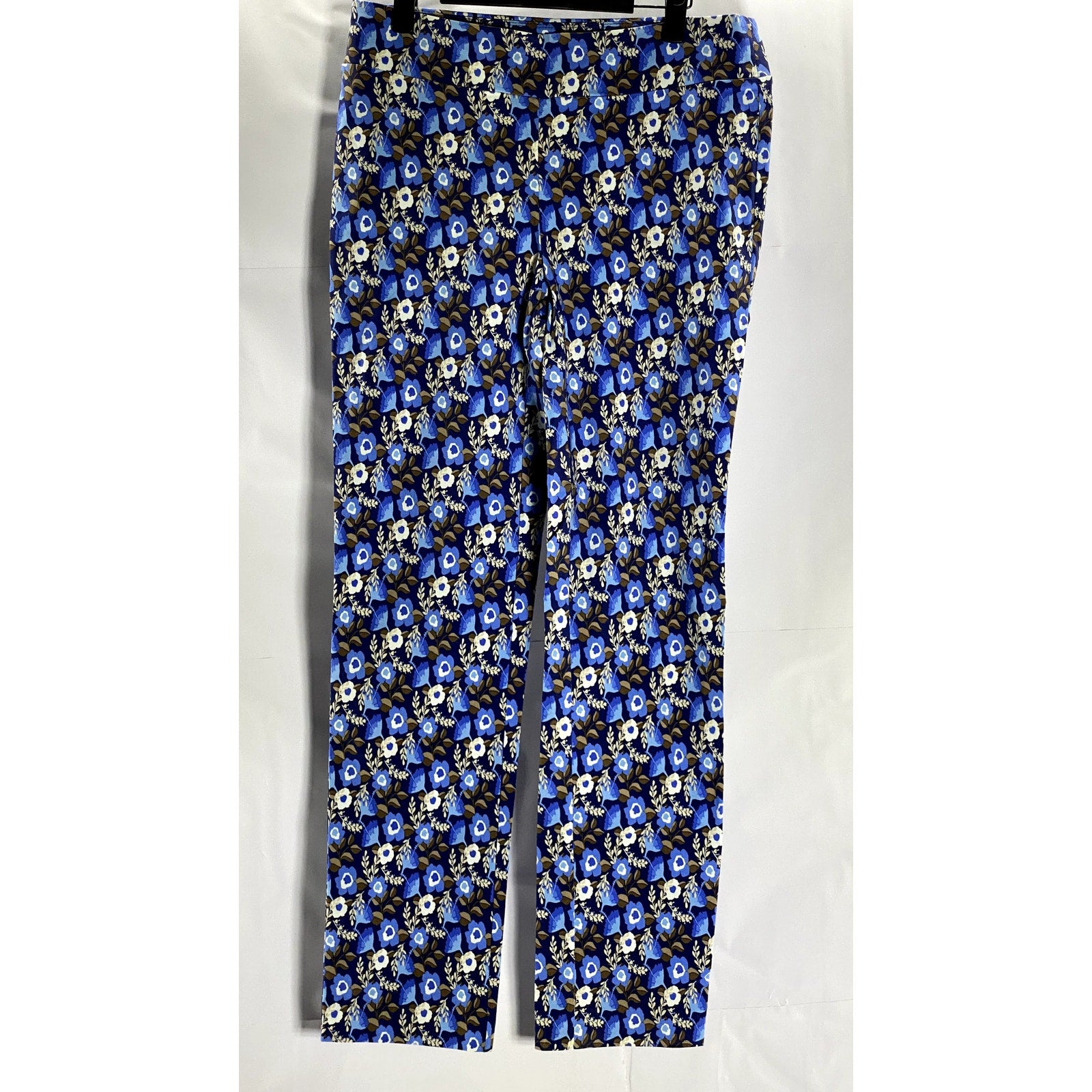 J. MCLAUGHLIN Women's Blue/Brown Printed Masie Pull-On Ankle Pant SZ 8