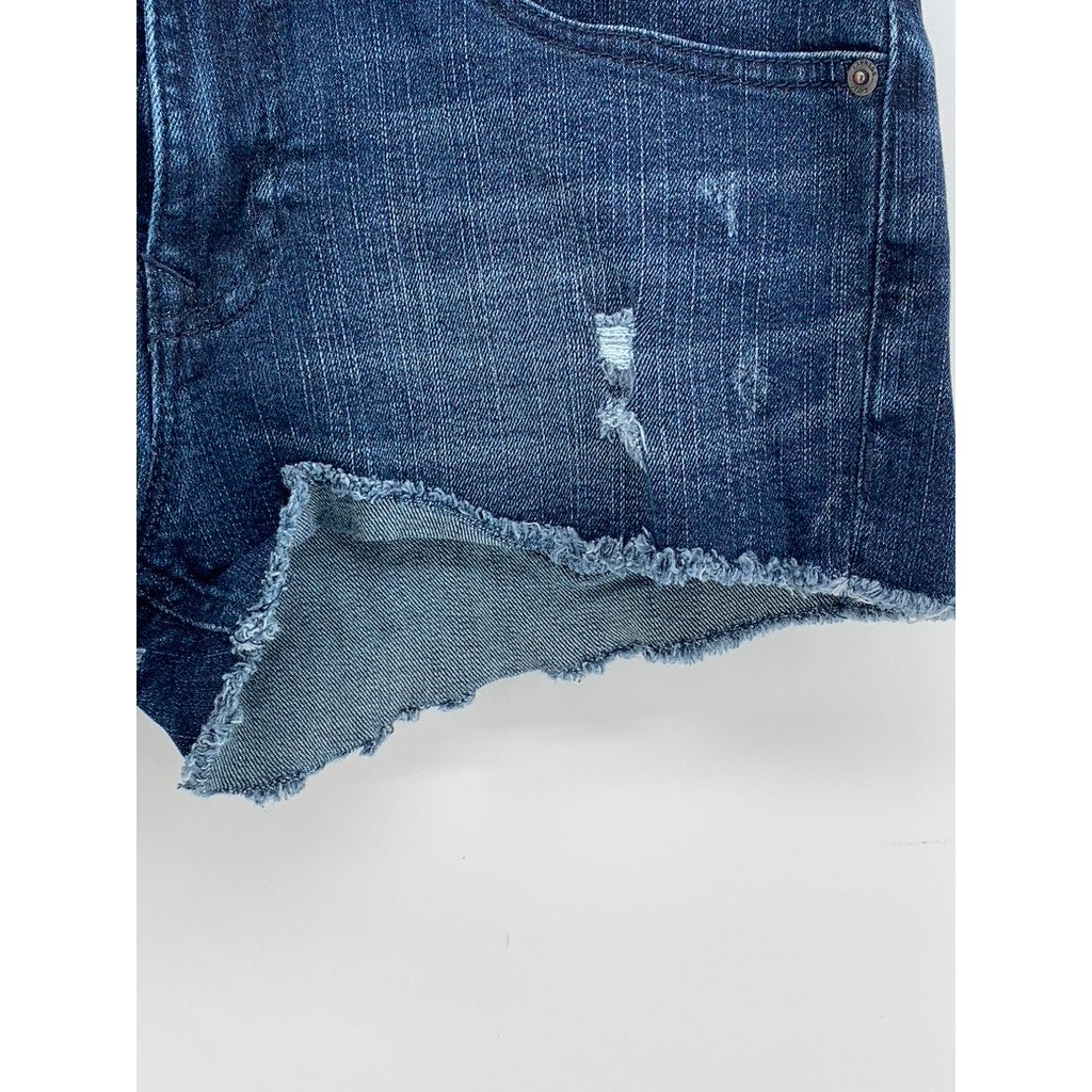 EXPRESS JEANS Women's Blue Denim Distressed Cut-Off Cotton-Blend Shorts SZ 4