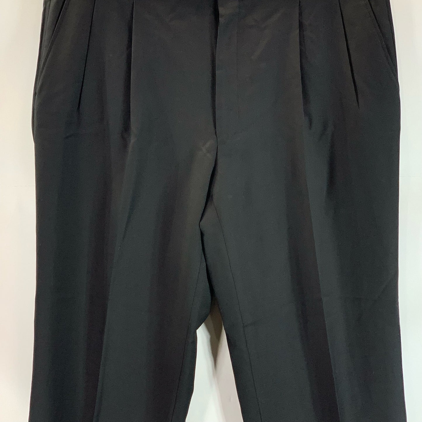 HICKEY FREEMAN Men's Solid Black Double Pleated Dress Pant SZ 38x30