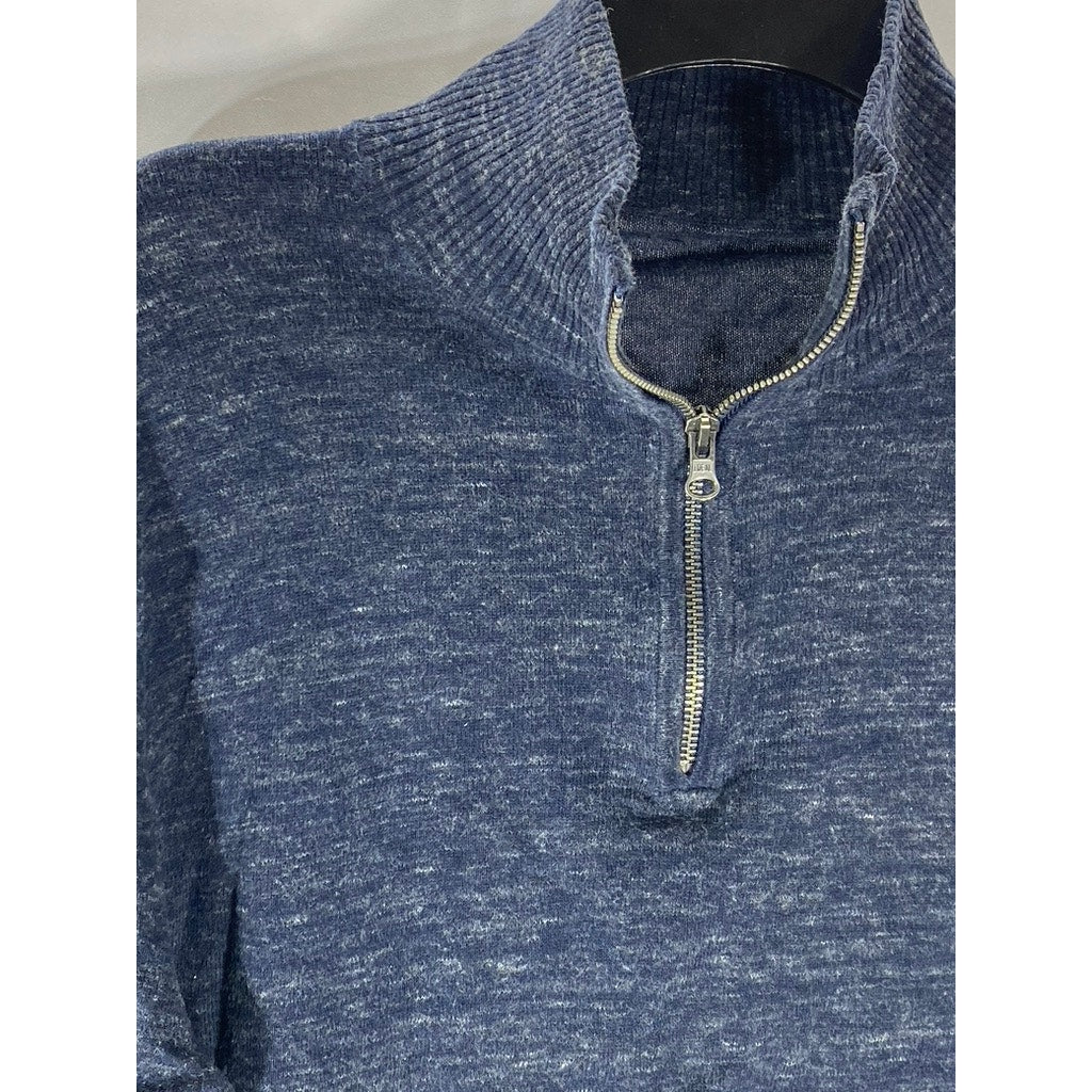 J.CREW Men's Navy Blue Half-Zip Stand Collar Cotton-Blend Sweater SZ M