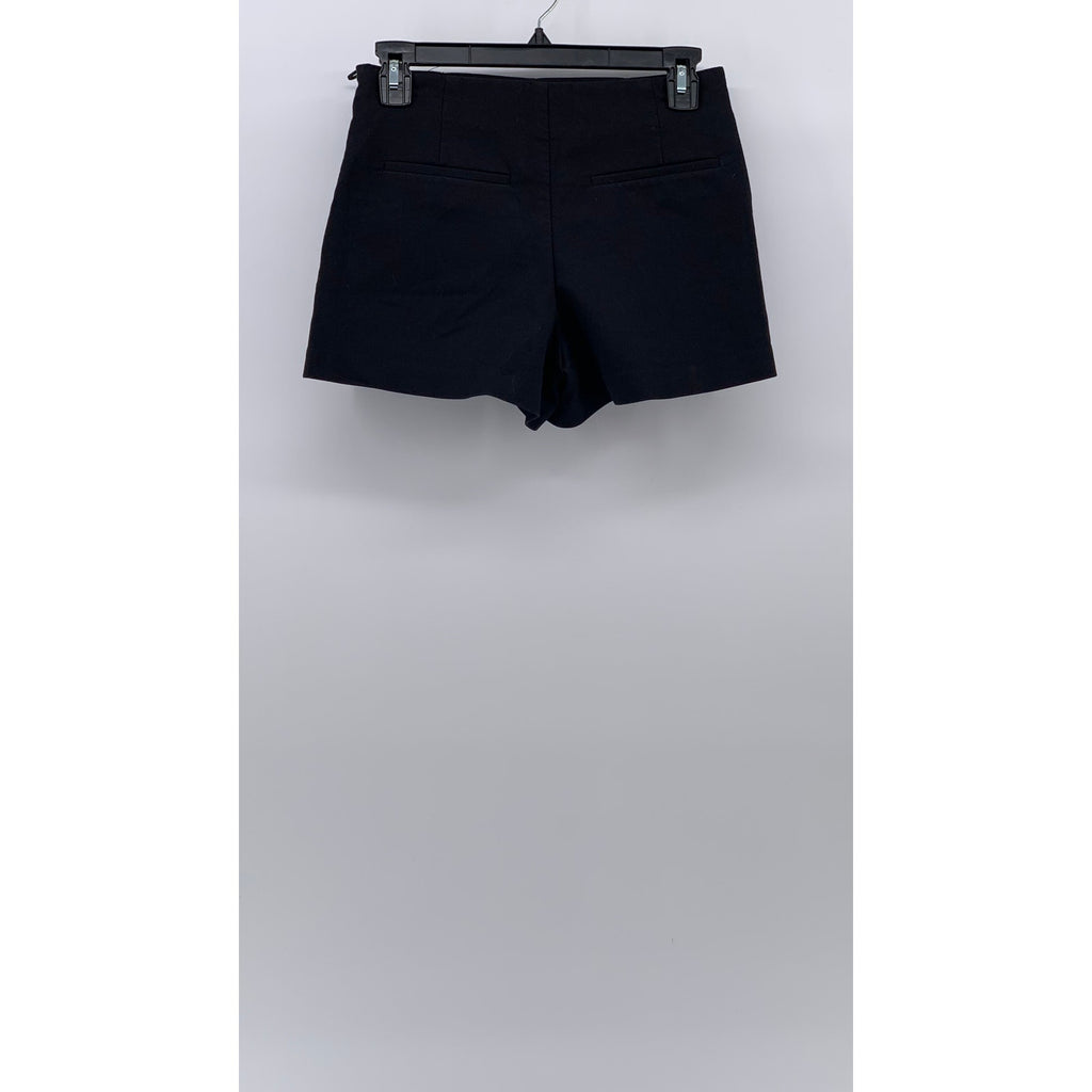 ZARA Women's Black Solid High-Rise Casual Pocketless Shorts SZ XS