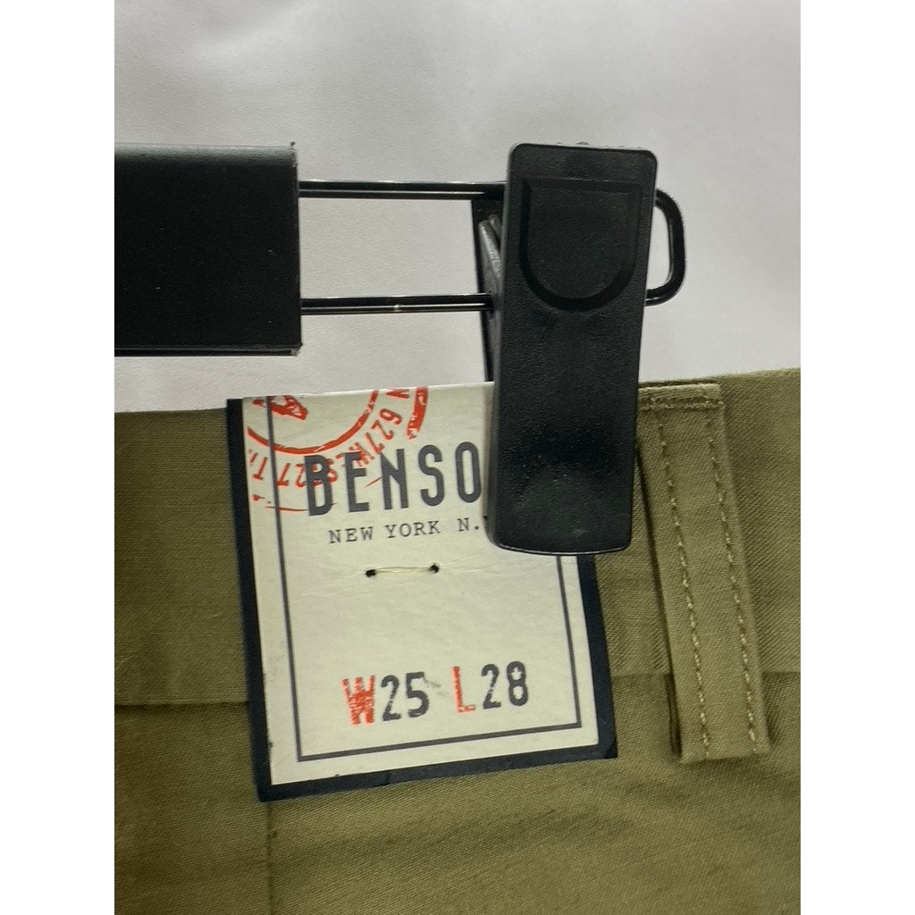 BENSON NYC Men's British Khaki Printed-Cuff Slim-Leg Sateen Pant SZ 25X28