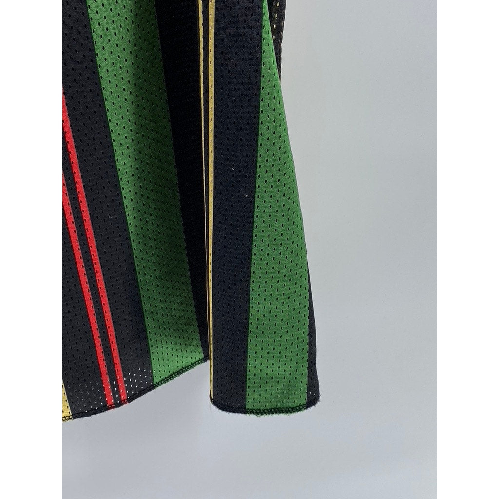 URBAN OUTFITTERS Men's Black-Multicolor Mesh Scoop-Neck Striped Tank SZ M