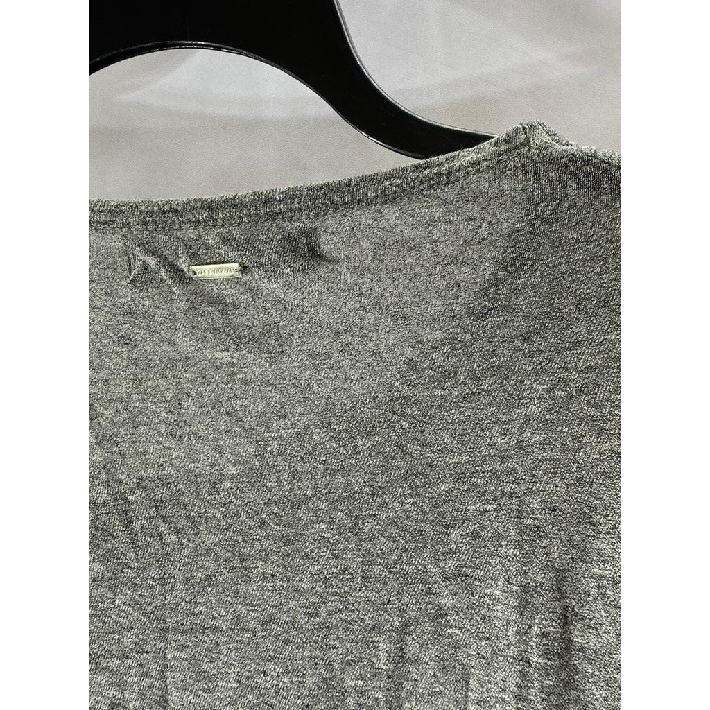 ZARA BASIC Women’s Gray Heather Scoop-Neck Long Sleeve Lightweight Top SZ M