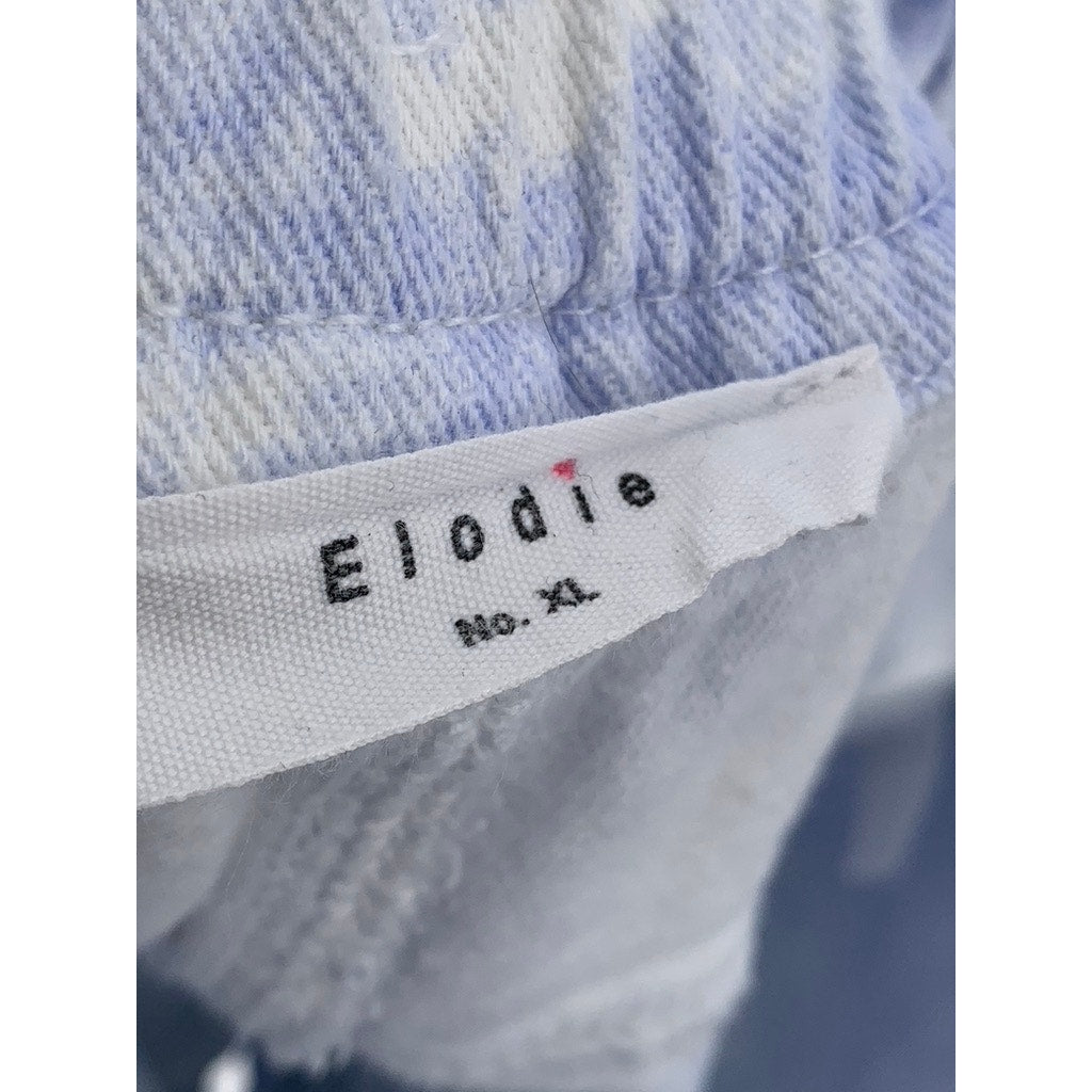 ELODIE Women's Blue-White Tie-Dye Cuffed High-Rise Paperbag Shorts SZ XL