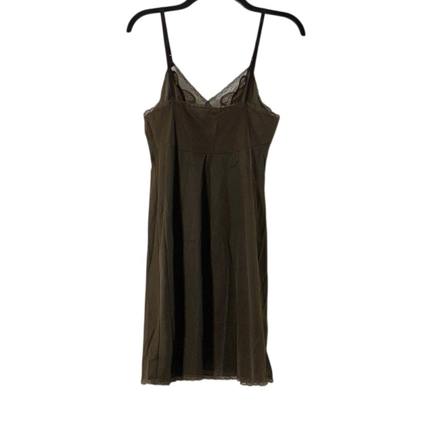 VANITY FAIR Women's Brown Lace-Trim Adjustable Strap Nightgown SZ 34 S