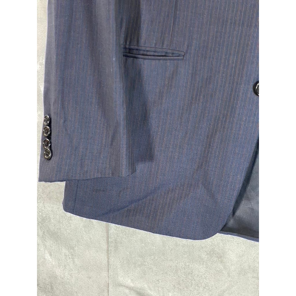 HICKEY FREEMAN Men's Navy Short Striped Two-Button Worsted Wool Suit Jacket SZ40
