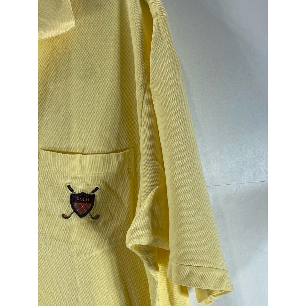 POLO BY RALPH LAUREN Men’s Yellow Vintage Regular-Fit Golf Club Logo Polo SZ XL