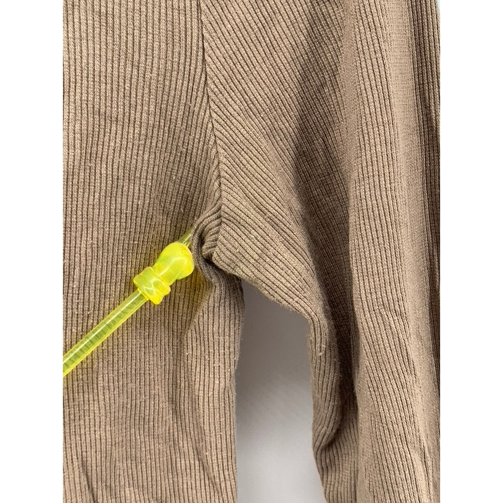 DIVIDED By H&M Women's Light Brown Ribbed Mock-Neck Long Sleeve Top SZ S