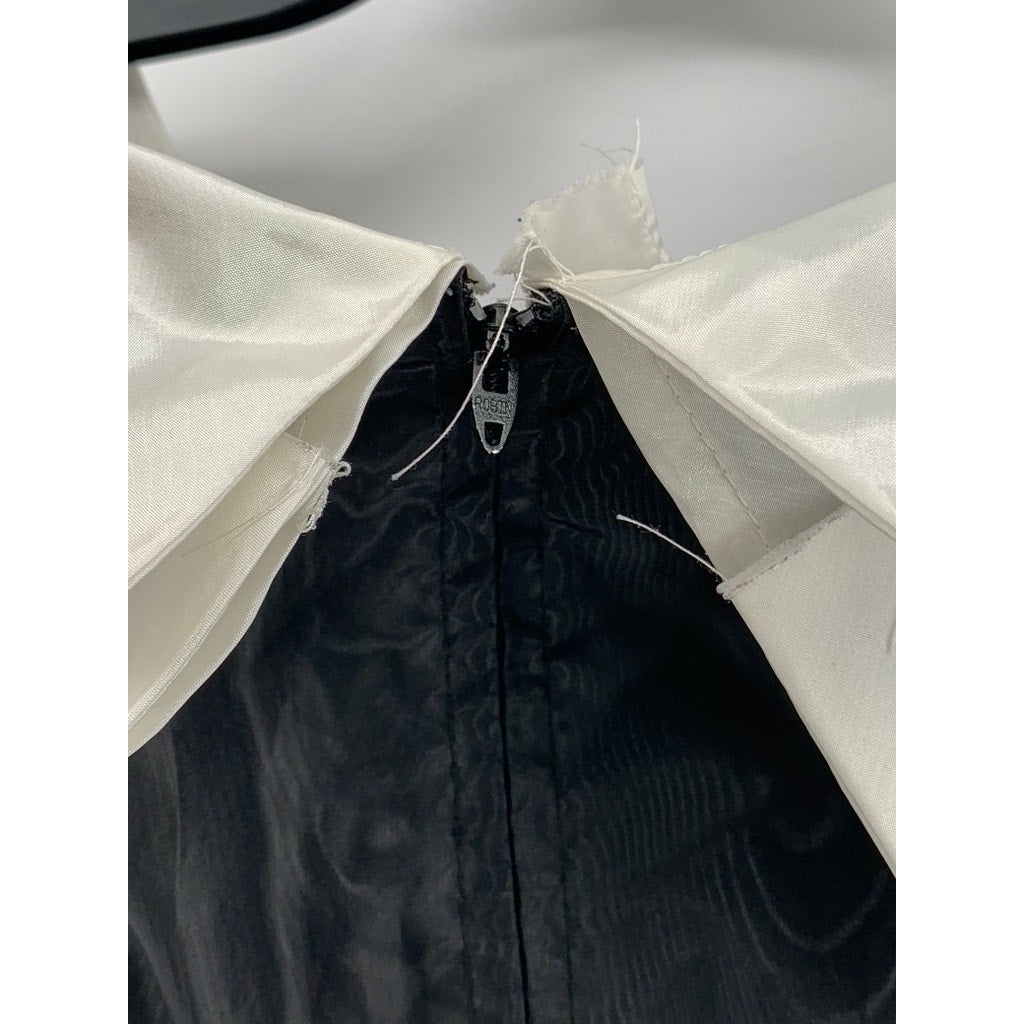 UNBRANDED Women's Black-White Pleated Shoulder Dress SZ S