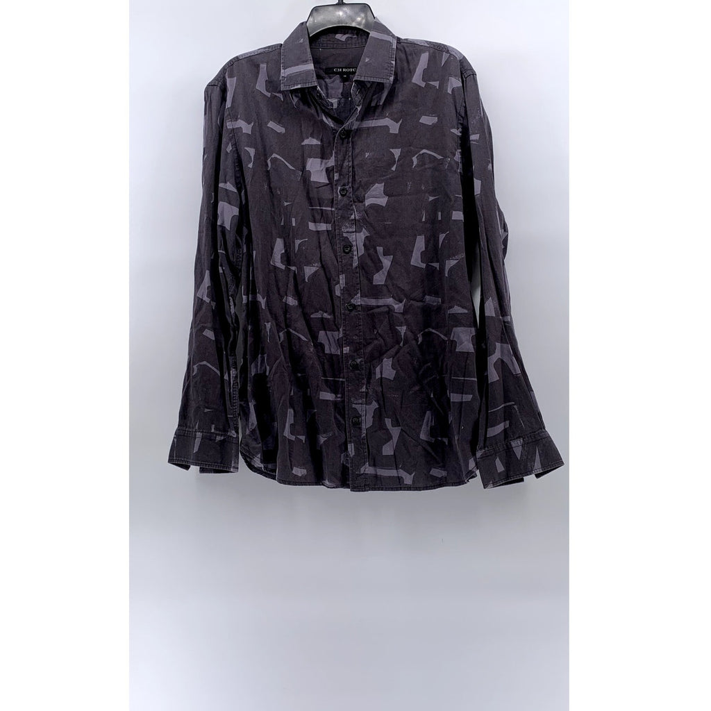 C31 ROTC Men's Gray Printed Regular-Fit Button-Up Long Sleeve Shirt SZ 42(L)