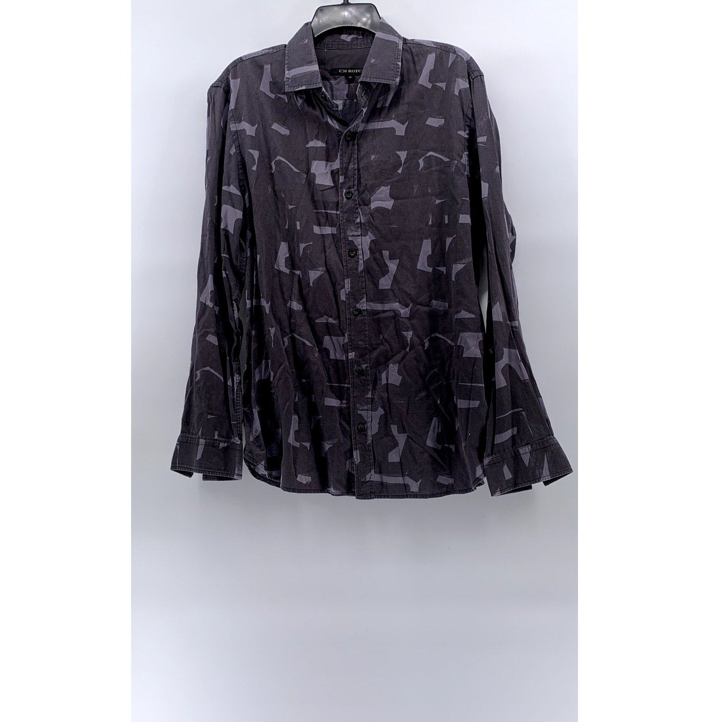 C31 ROTC Men's Gray Printed Regular-Fit Button-Up Long Sleeve Shirt SZ 42(L)