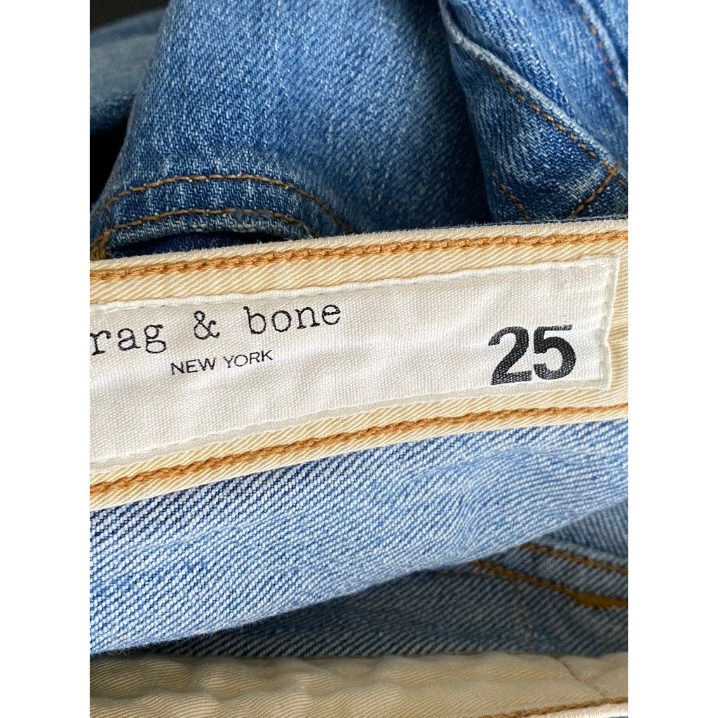 RAG & BONE Women's Orion Distressed Maya High-Rise Ankle Straight Jeans SZ 25