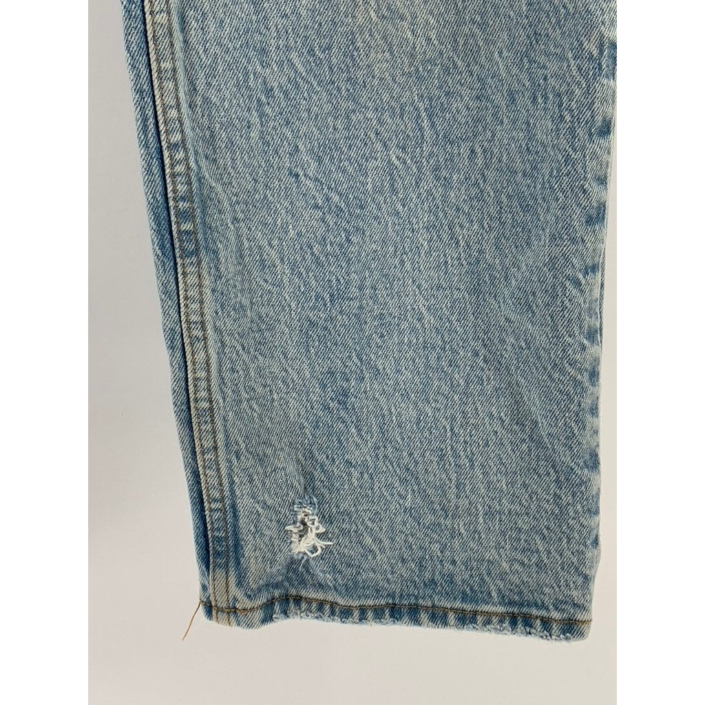 ABERCROMBIE & FITCH Women's Light Blue Denim Distressed 90's Straight Jeans SZ25