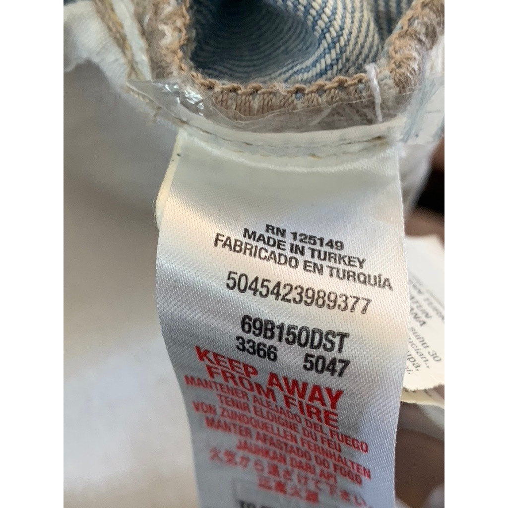 TOPMAN Men's Light Blue Doodle Print Stretch Skinny-Leg Five-Pocket Jean SZ 32S