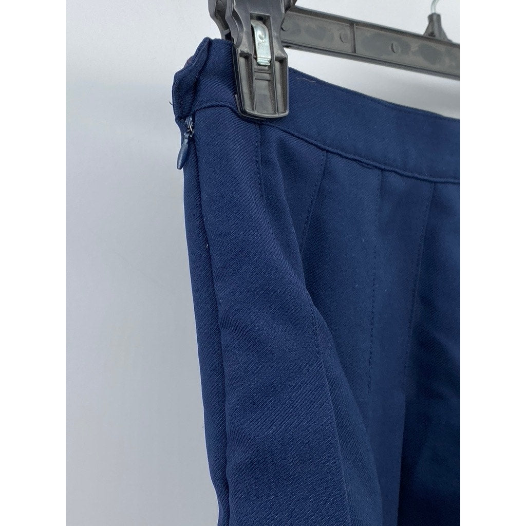 UNBRANDED Women's Navy Blue Pleated Side-Zip A-Line Mini Skirt SZ S