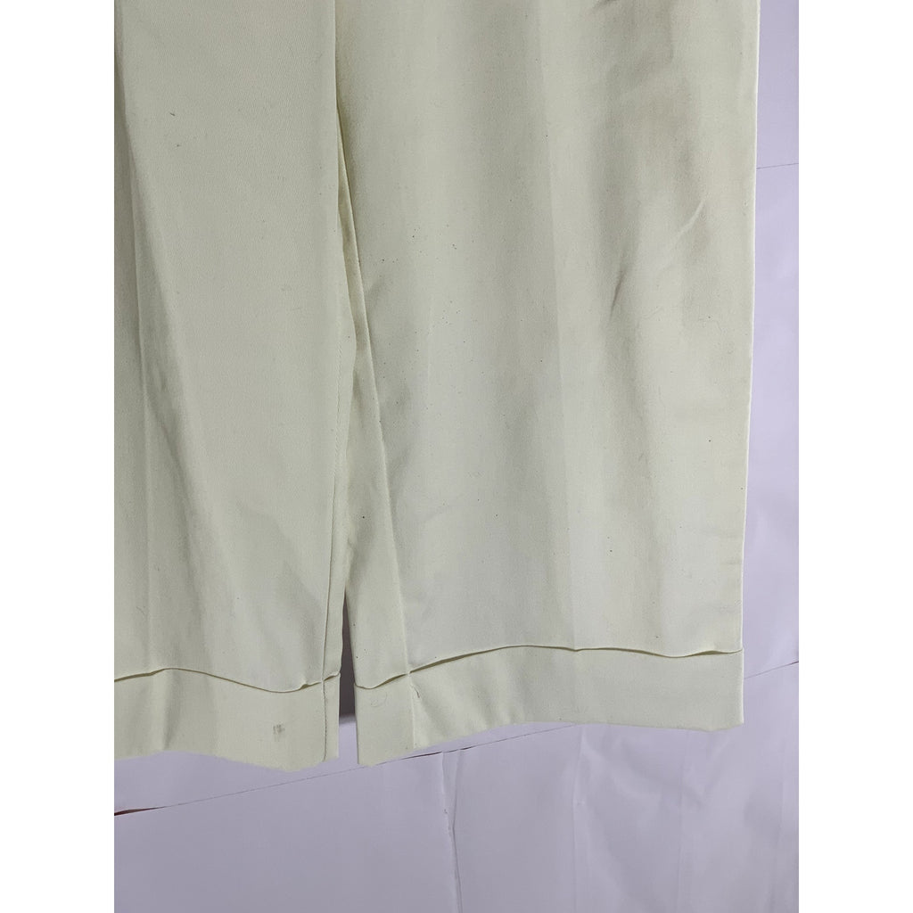 UNBRANDED Women's Cream Straight Cuffed Wide-Leg Pant SZ S