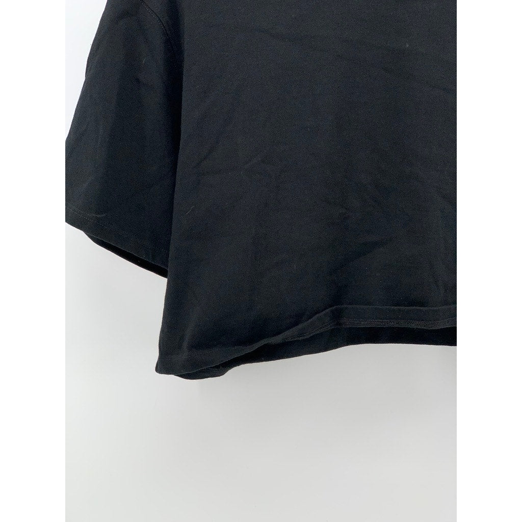 ZARA Women's Black Solid Crewneck Cropped T-Shirt SZ S