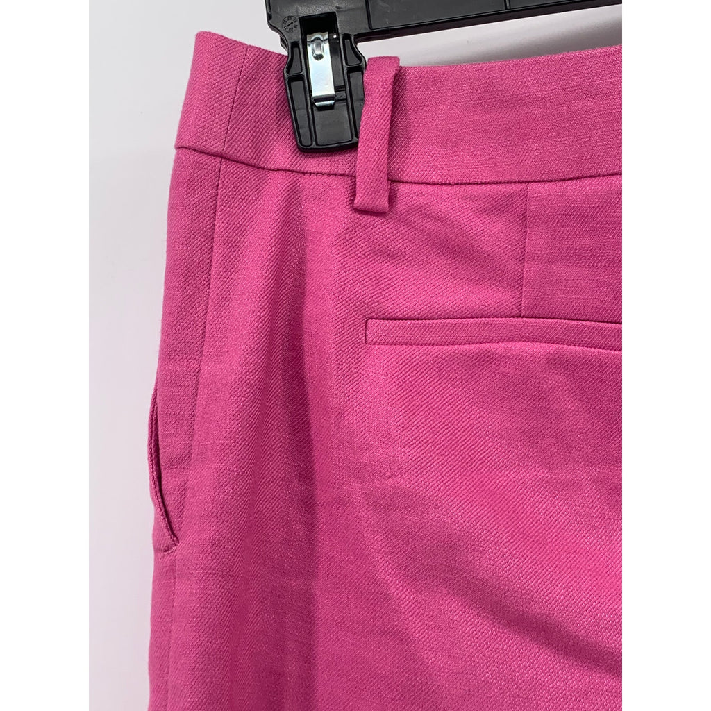 J.CREW Women's Dark Pink Solid Straight-Leg Linen-Blend Pant SZ 4