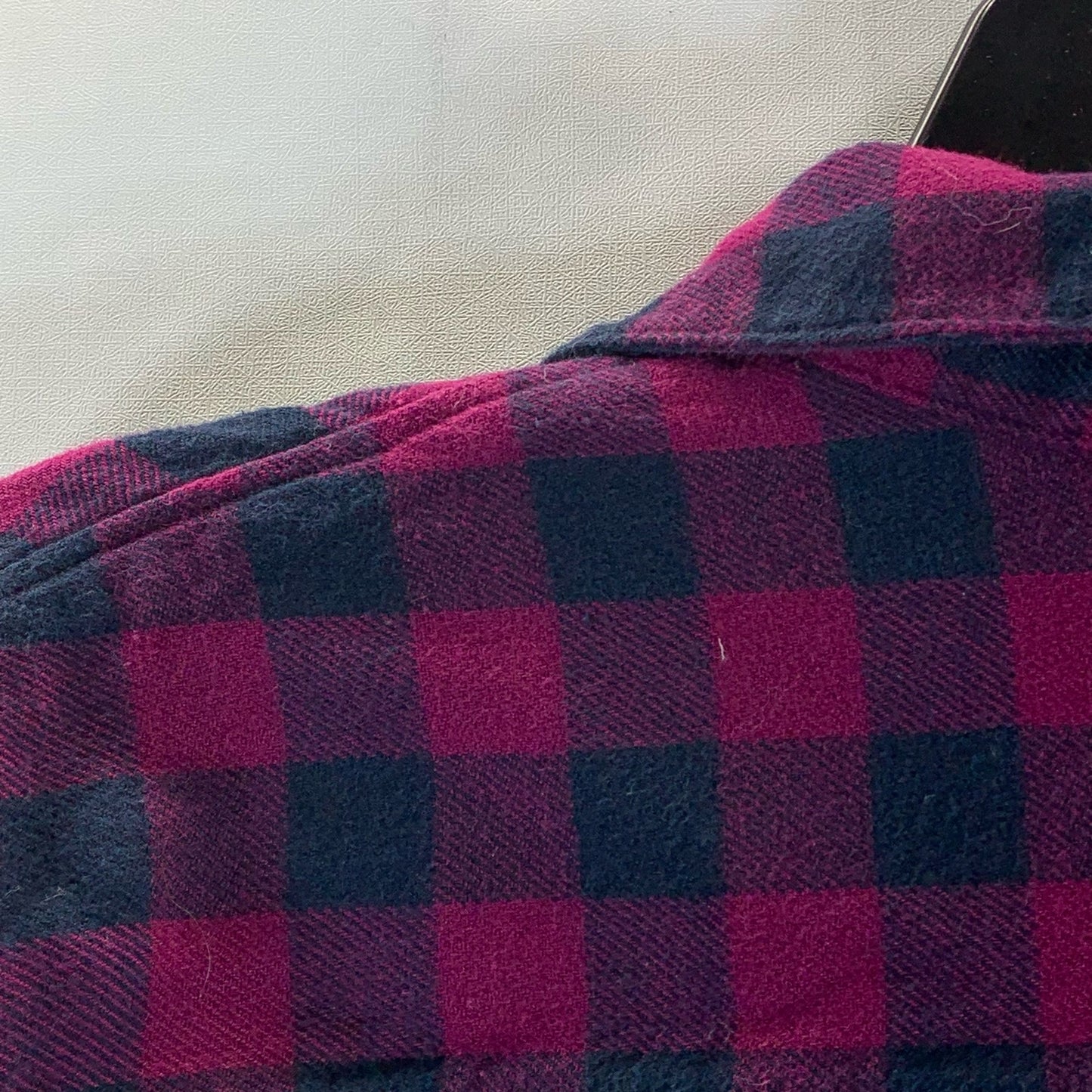 BANANA REPUBLIC Women's Wine/Navy Plaid Boyfriend-Fit Heavy Flannel Shirt SZ L