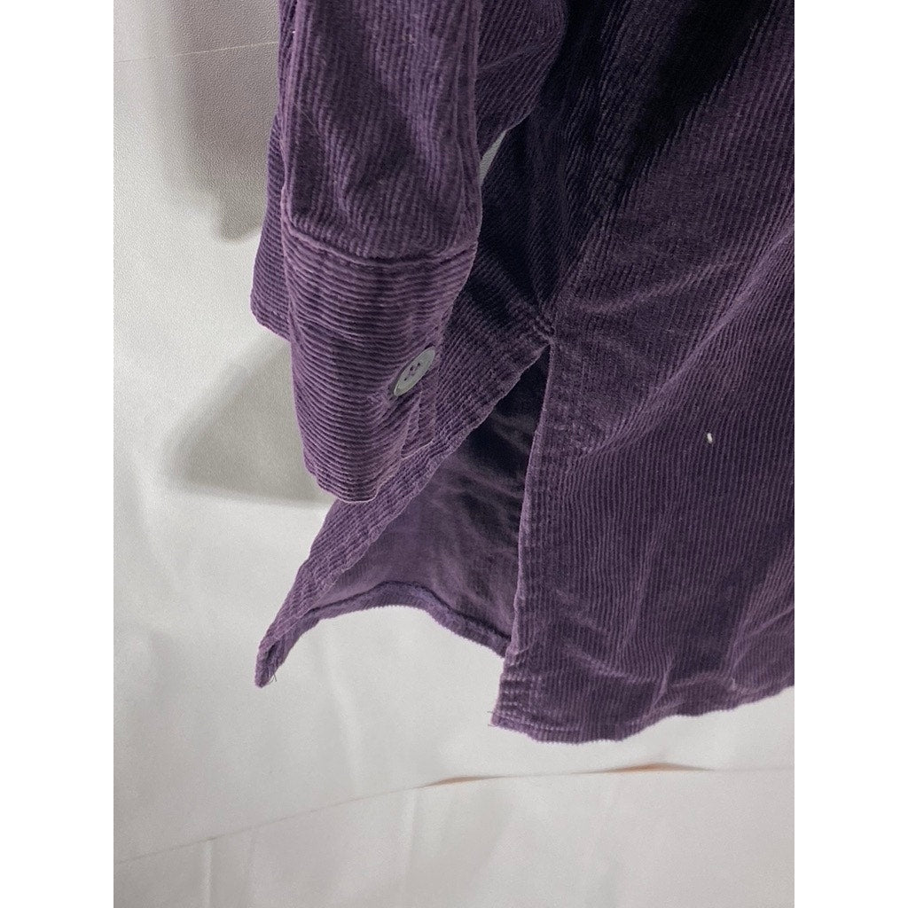 WOOLSWORTHS Women's Dark Purple Four-Pocket Button-Up Long Sleeve Top SZ 16(L)