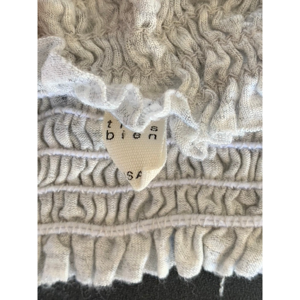 TRES BIEN Women's Light Gray Smocked Strapless Cropped Tube Top SZ S