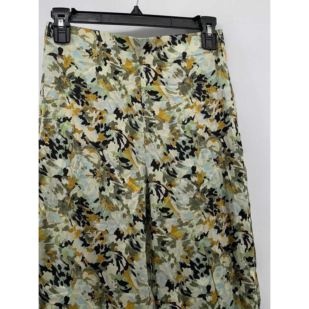 SILVIA TCHERASSI Women's Green Camo Print Silk-Blend Pants SZ S