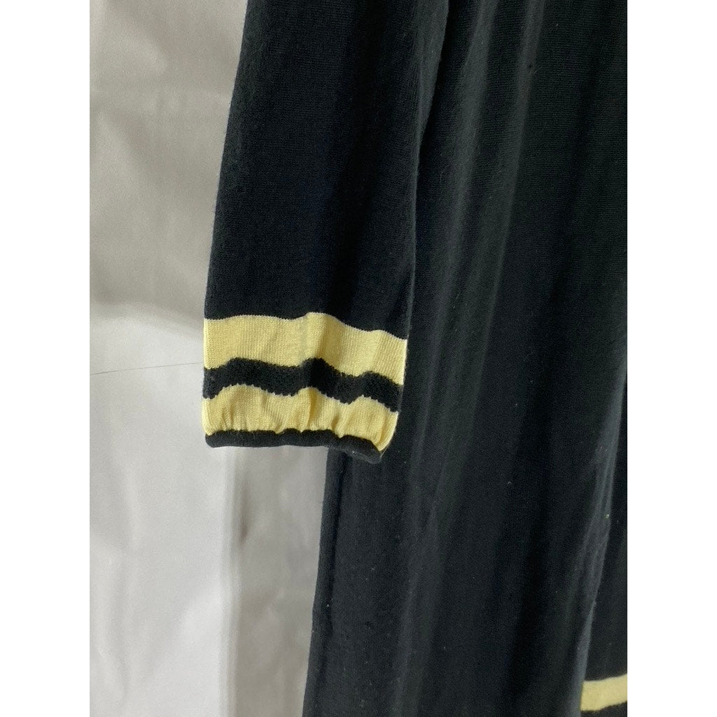 LILLY PULITZER Women's Black Connie Stripe Long Sleeve Mini Sweater Dress SZ M